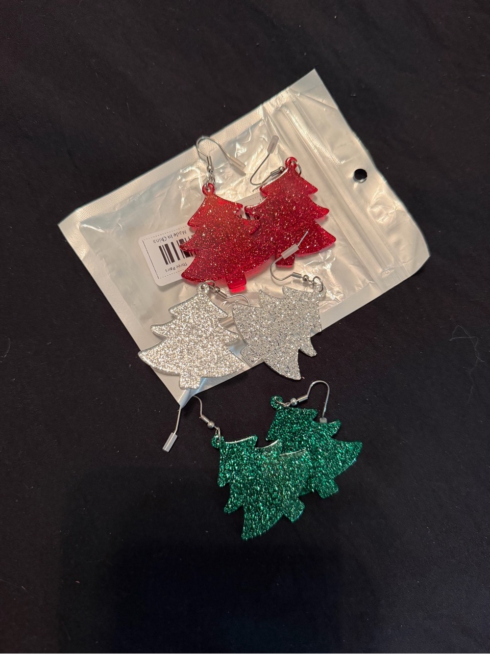 NWT Glitter Christmas Tree Earrings